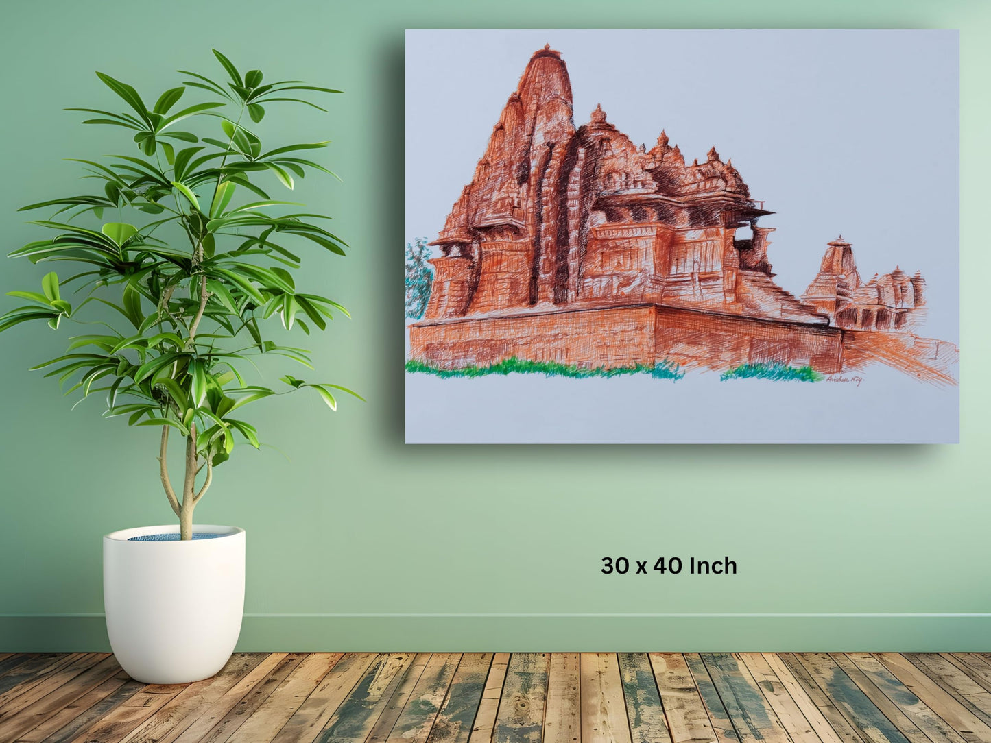 Art to Doors | Khajuraho Temple Complex | Artist Avishek Nag | Horizontal | Art Print | Home Decor | Wall Decor | Gifts for Women | Gifts for Men | Gift Items | Wall Art