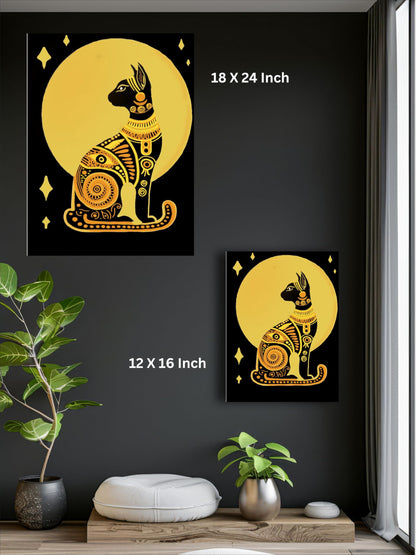 Art to Doors | Egyptian Cat | Artist Mohini Malviya | Vertical | Art Print | Home Decor | Wall Decor | Gift Items | Wall Art