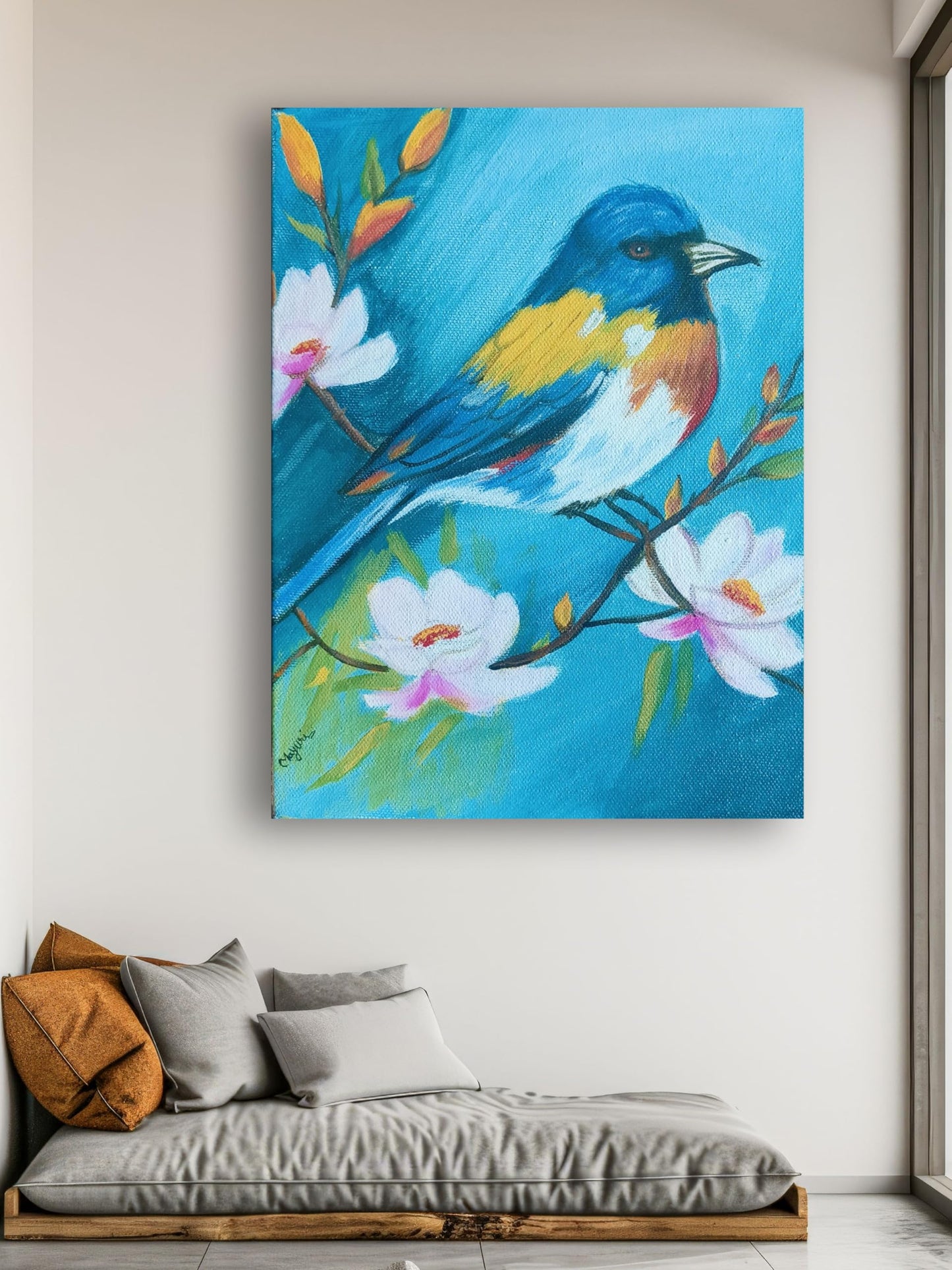 Art to Doors | Bird Acrylic Painting | Artist Mayuri Verma | Vertical | Art Print | Home Decor | Wall Decor | Gift Items | Wall Art