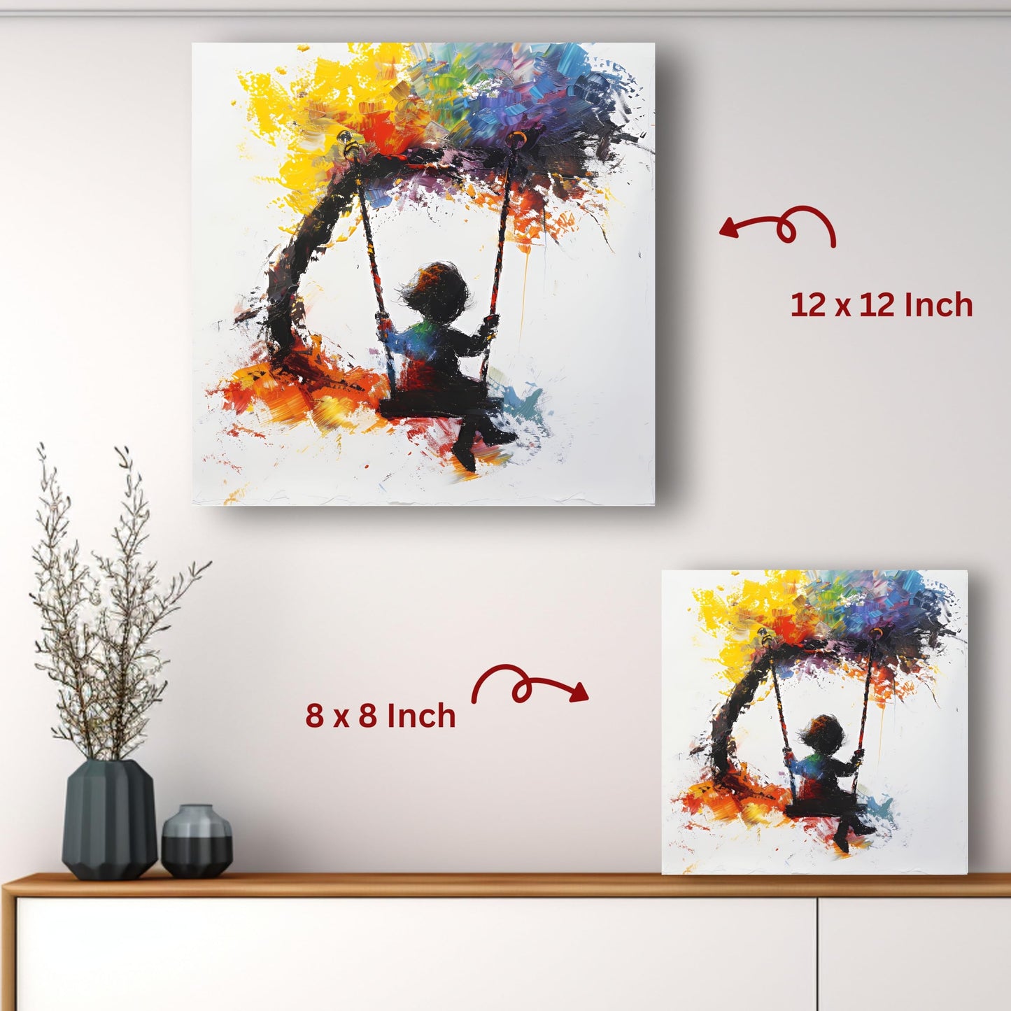 Art to Doors | Swinging Child Art | Square | Art Print | Home Decor | Wall Decor | Gifts for Women | Gifts for Men | Gift Items | Wall Art