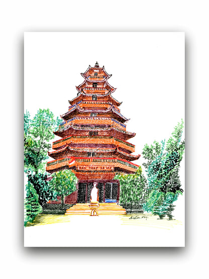 Art to Doors | Giac Lam Pagoda At Vietname | Artist Avishek Nag | Vertical | Art Print | Home Decor | Wall Decor | Gifts for Women | Gifts for Men | Gift Items | Wall Art