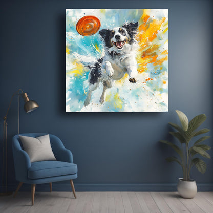 Art to Doors | Flying Disc for Dog Art | Square | Art Print | Home Decor | Wall Decor | Gifts for Women | Gifts for Men | Gift Items | Wall Art (Canvas Frame, 12x12 Inch)