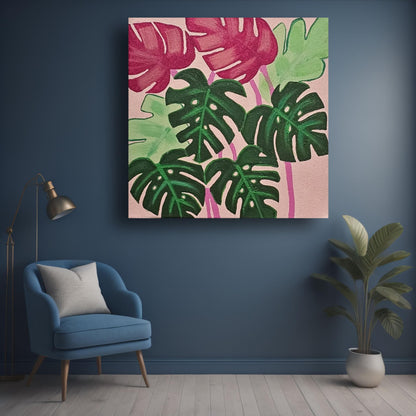 Art to Doors | Pink Leaf | Artist Surya Rekha | Square | Art Print | Home Decor | Wall Decor | Gifts for Women | Gifts for Men | Gift Items | Wall Art