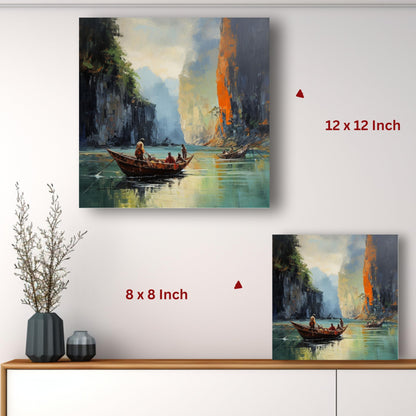 Art to Doors | Couple in Boat Art | Square | Art Print | Home Decor | Wall Decor | Gifts for Women | Gifts for Men | Gift Items | Wall Art