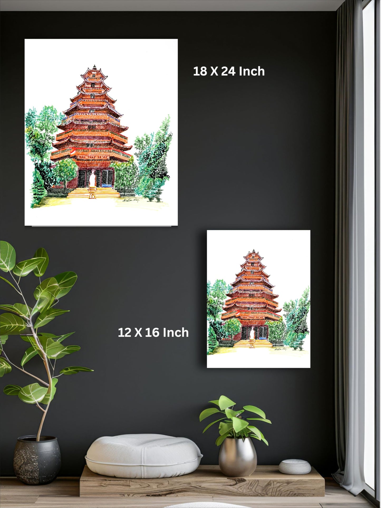 Art to Doors | Giac Lam Pagoda At Vietname | Artist Avishek Nag | Vertical | Art Print | Home Decor | Wall Decor | Gifts for Women | Gifts for Men | Gift Items | Wall Art