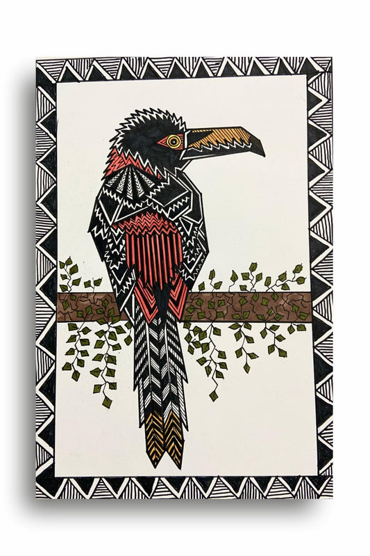 Art to Doors | Mountain Toucan | Artist Puja Kumari | Vertical | Art Prints | Home Decor | Wall Art | Gift Items | Canvas Frame (16x24 Inch)