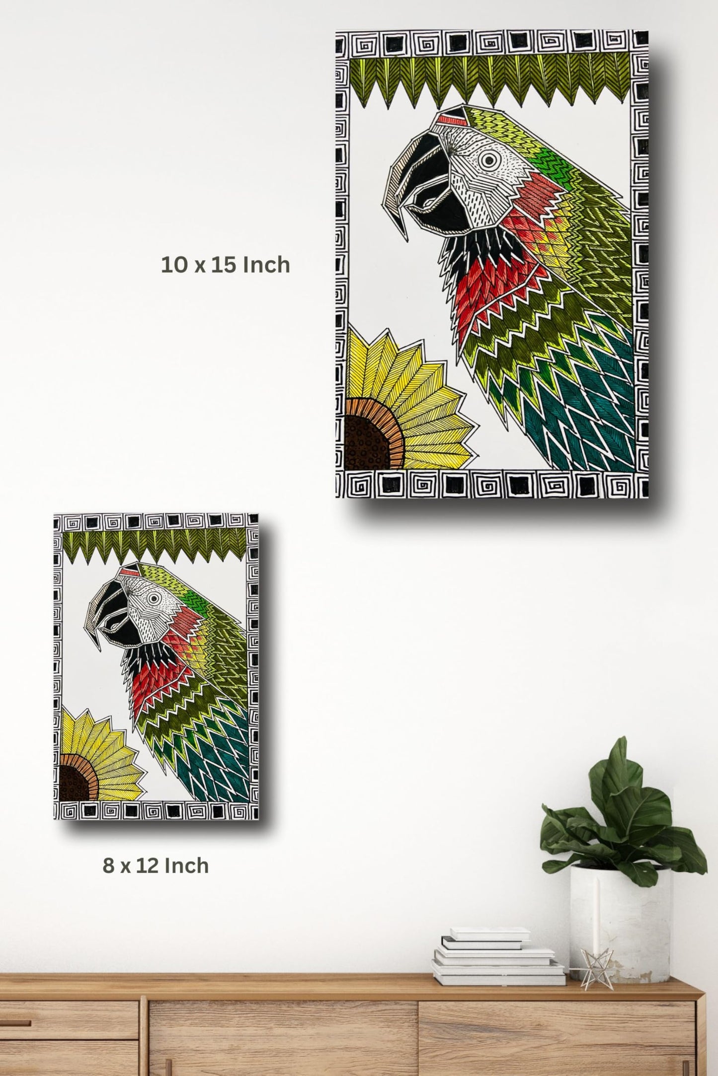 Art to Doors | Macaw Parrot | Artist Puja Kumari | Vertical | Art Prints | Home Decor | Wall Art | Gift Items | Canvas Frame (30x40 Inch)