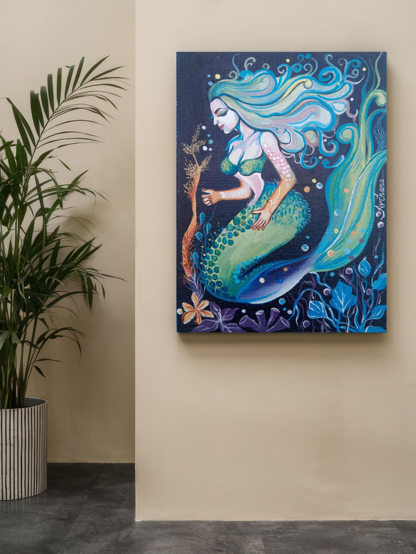 Art to Doors | Mermaid | Artist Archana Sharan | Vertical | Art Print | Home Decor | Wall Decor | Gifts for Women | Gifts for Men | Gift Items | Wall Art