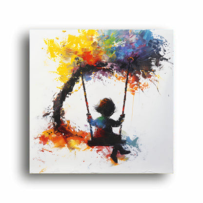 Art to Doors | Swinging Child Art | Square | Art Print | Home Decor | Wall Decor | Gifts for Women | Gifts for Men | Gift Items | Wall Art