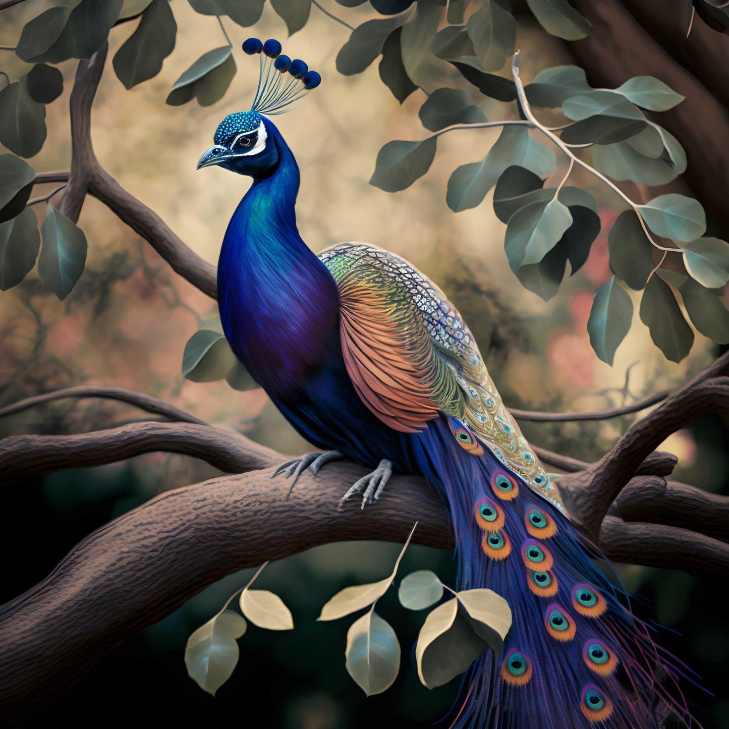 Regal Plumage: Peacock Canvas Print - Add Majestic Charm to Your Space with Striking Artistry! | Canvas Wrap Wooden Framed | Personalized Gift For Anniversary, Birthday, Home Decor