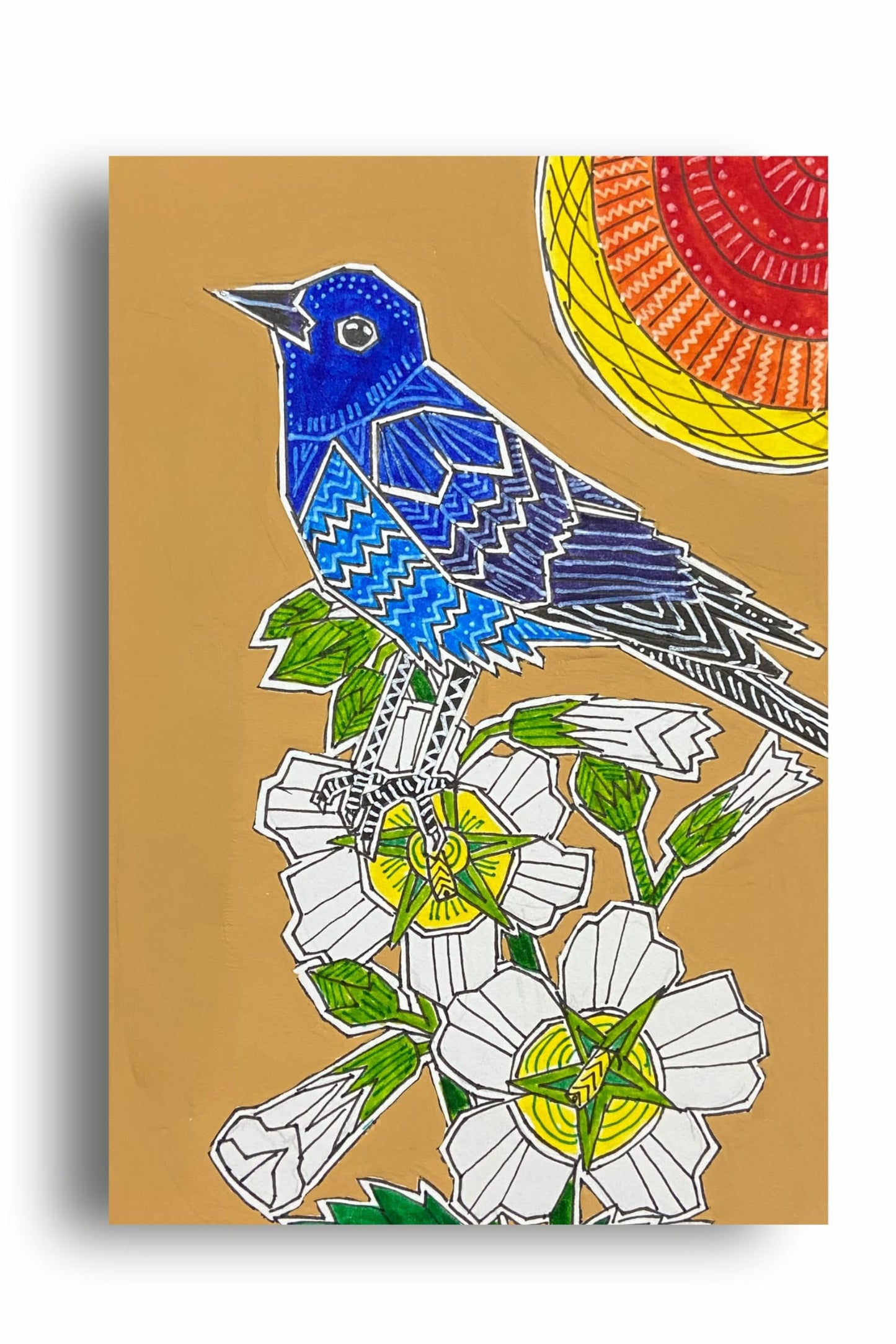 Art to Doors | Bluerock Thrush | Artist Puja Kumari | Vertical | Art Print | Home Decor | Wall Decor | Gifts for Women | Gifts for Men | Gift Items | Wall Art (Canvas Frame, 10x15 Inch)