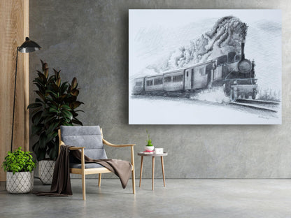 Art to Doors | Locomotive And Black Smoke | Artist Avishek Nag | Horizontal | Art Print | Home Decor | Wall Decor | Gifts for Women | Gifts for Men | Gift Items | Wall Art