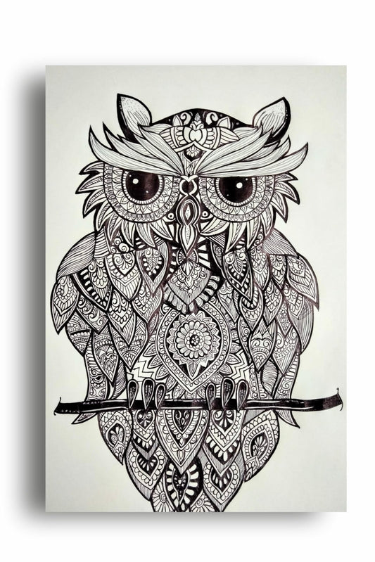 Art to Doors | Owl Mandala Art | Artist Sapna | Vertical | Art Print | Home Decor | Wall Decor | Gifts for Women | Gifts for Men | Gift Items