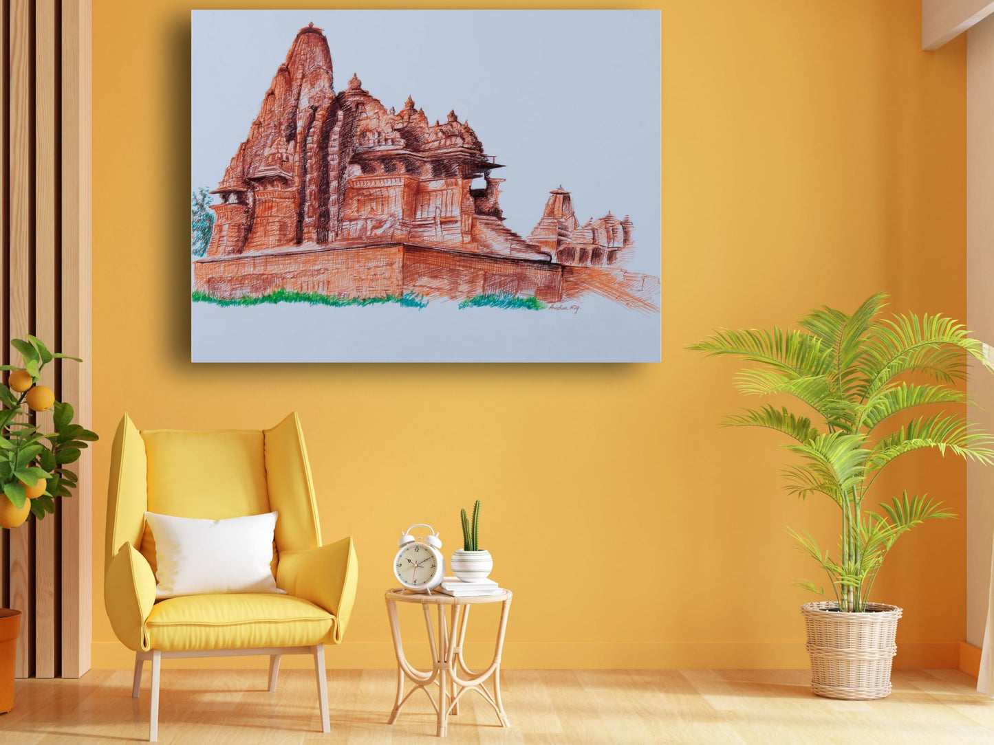 Art to Doors | Khajuraho Temple Complex | Artist Avishek Nag | Horizontal | Art Print | Home Decor | Wall Decor | Gifts for Women | Gifts for Men | Gift Items | Wall Art