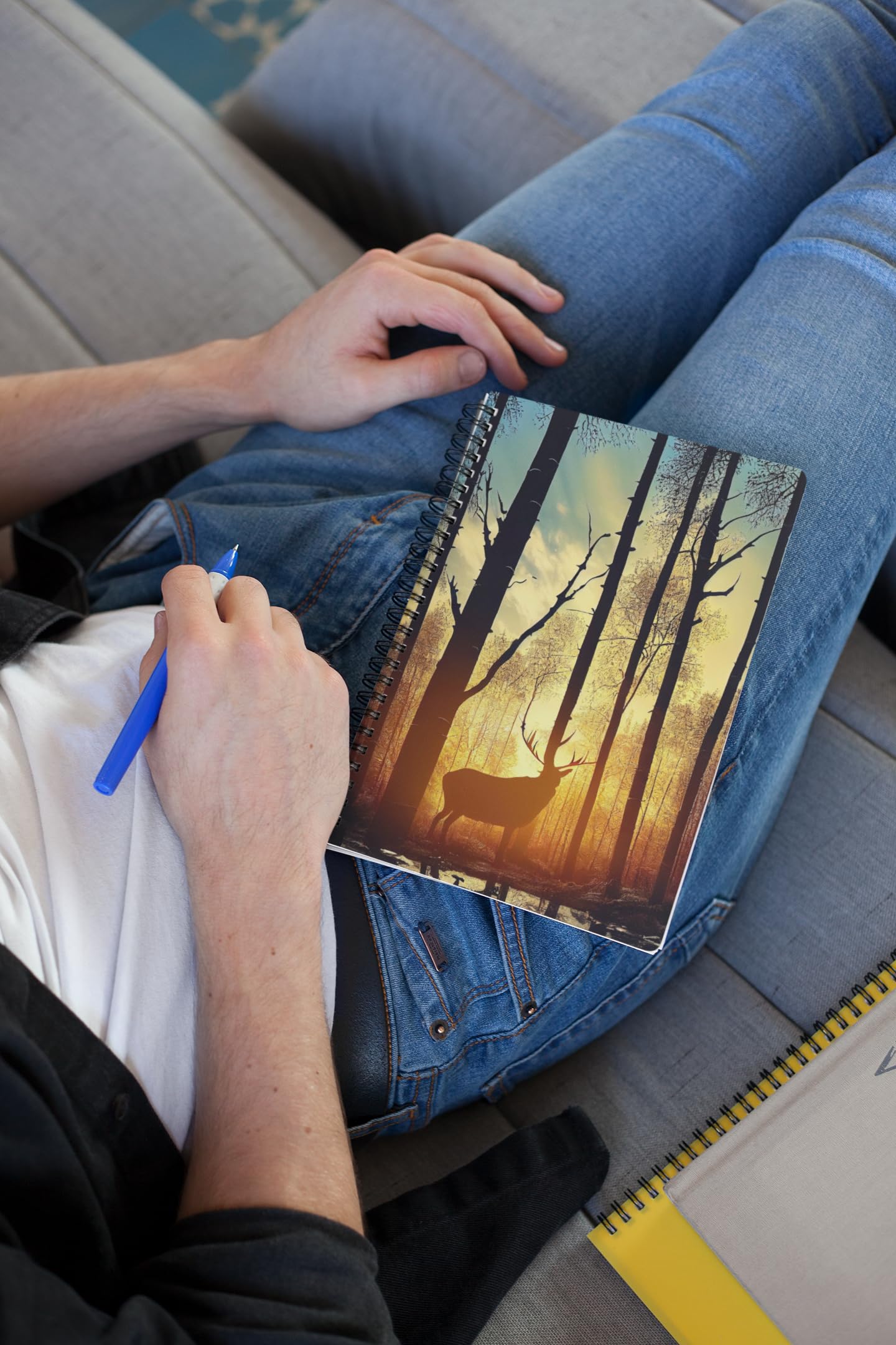 Art to Doors | Peaceful Forest Scene | Spiral Notebooks | A5 Size Paper | 120 Pages | 70 GSM Paper | Attractive Cover Designs