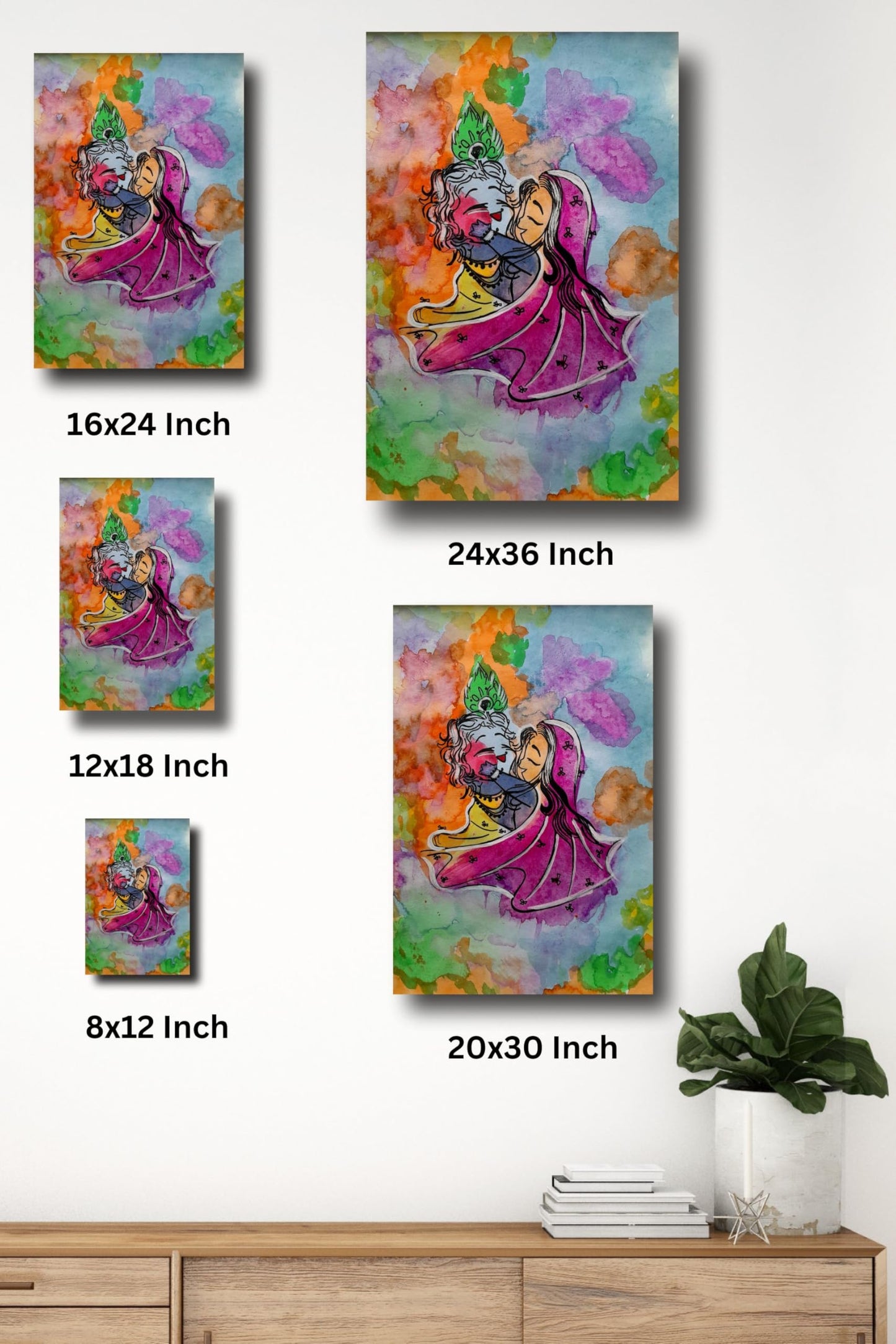 Art to Doors | Radha Krishna Painting | Artist Niketa Singh | Vertical | Art Print | Home Decor | Wall Decor | Gifts for Women | Gifts for Men | Gift Items