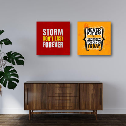 Storm Don't Last Forever | Motivational Quote | Personalized Gift For Anniversary, Birthday, Wedding, Home Decor | Wall Art For Home Office Study Room Decor | Set of 2