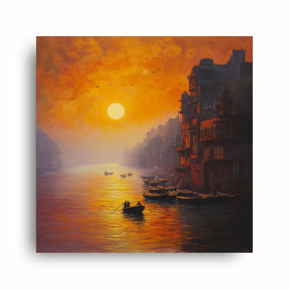 Art to Doors | Ganges River Art | Square | Art Print | Home Decor | Wall Decor | Gifts for Women | Gifts for Men | Gift Items | Wall Art