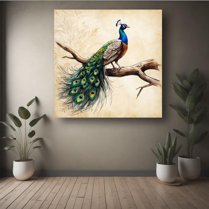 Art to Doors | Majestic Peacock Art | Square | Art Print | Home Decor | Wall Decor | Gifts for Women | Gifts for Men | Gift Items | Wall Art