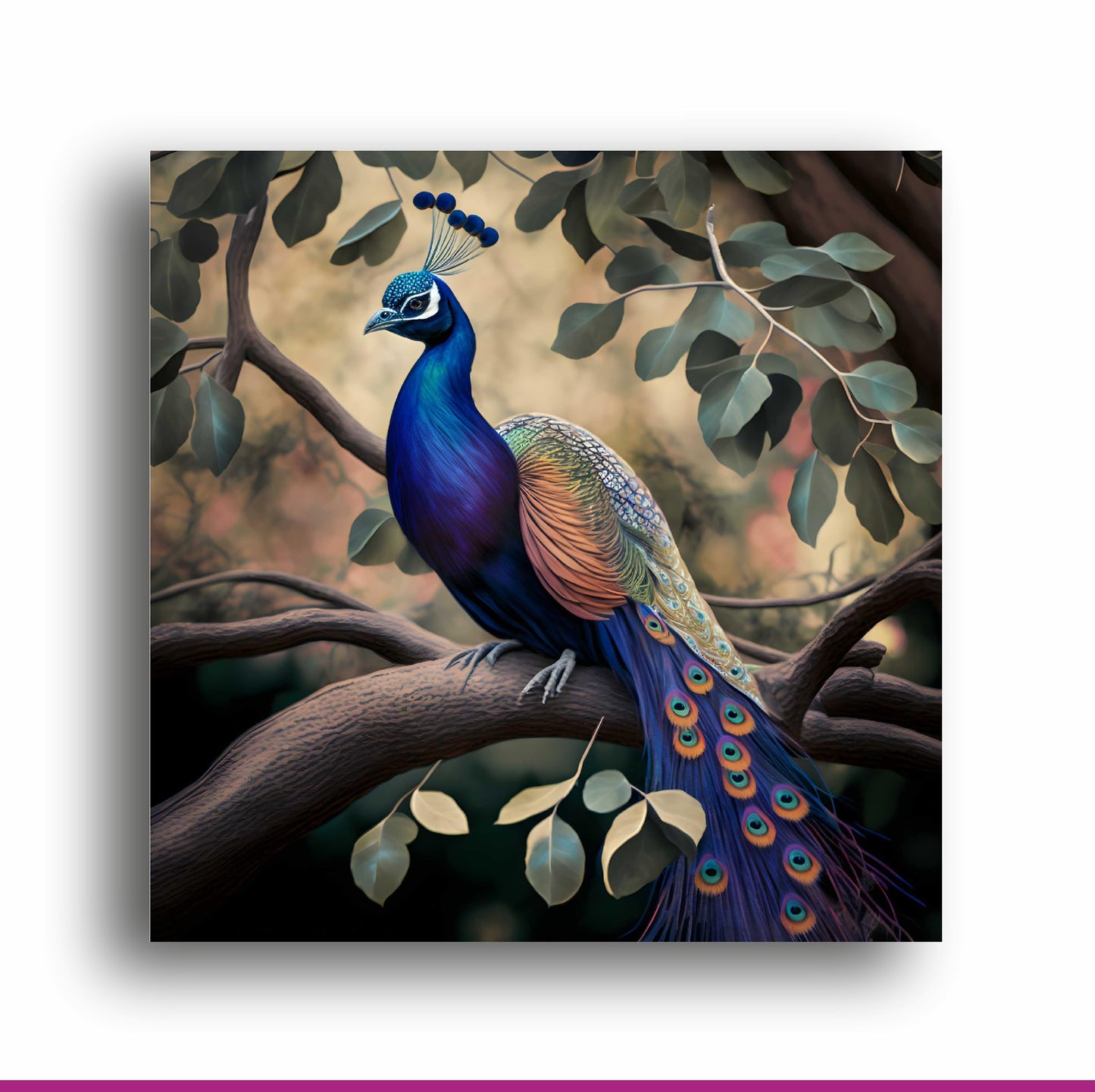 Regal Plumage: Peacock Canvas Print - Add Majestic Charm to Your Space with Striking Artistry! | Canvas Wrap Wooden Framed | Personalized Gift For Anniversary, Birthday, Home Decor