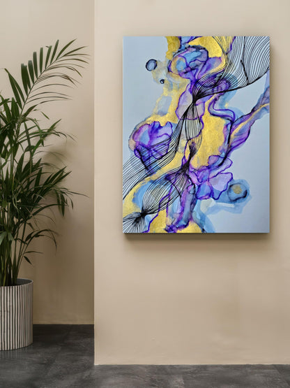 Art to Doors | Golden Swirls | Artist Fatima Akhun | Vertical | Art Print | Home Decor | Wall Decor | Gifts for Women | Gifts for Men | Gift Items | Wall Art