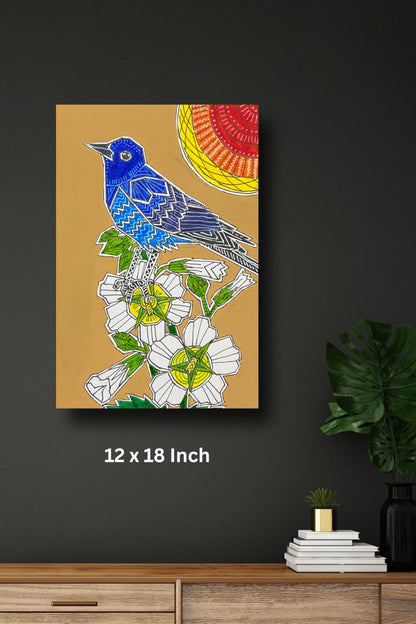 Art to Doors | Bluerock Thrush | Artist Puja Kumari | Vertical | Art Print | Home Decor | Wall Decor | Gifts for Women | Gifts for Men | Gift Items | Wall Art