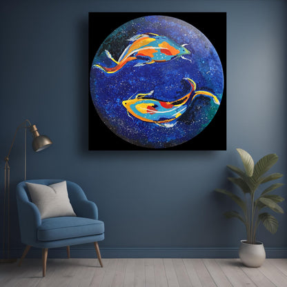 Art to Doors | Cosmic Koi Pond | Artist Prerna Ajwani | Square | Art Print | Home Decor | Wall Decor | Gifts for Women | Gifts for Men | Gift Items | Wall Art