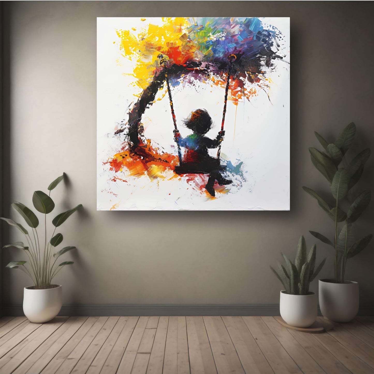 Art to Doors | Swinging Child Art | Square | Art Print | Home Decor | Wall Decor | Gifts for Women | Gifts for Men | Gift Items | Wall Art