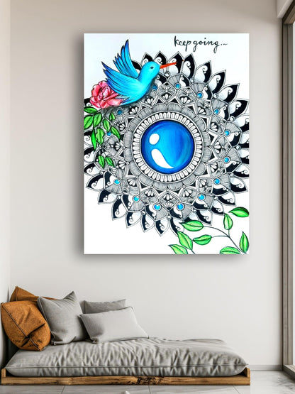 Art to Doors | Mandala Wings Of Determination | Artist Kalakarish | Vertical | Art Print | Home Decor | Wall Decor | Gift Items | Wall Art