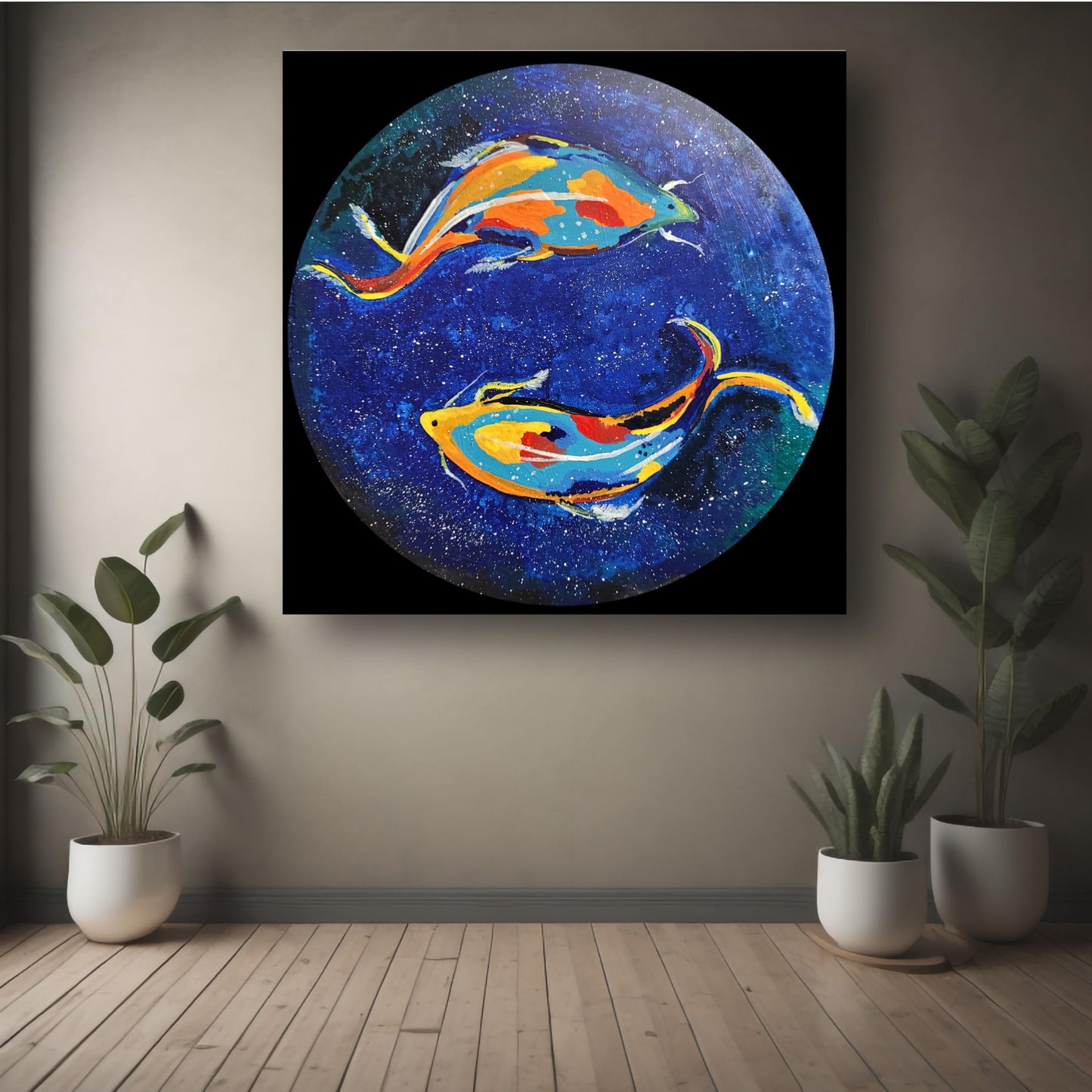 Art to Doors | Cosmic Koi Pond | Artist Prerna Ajwani | Square | Art Print | Home Decor | Wall Decor | Gifts for Women | Gifts for Men | Gift Items | Wall Art