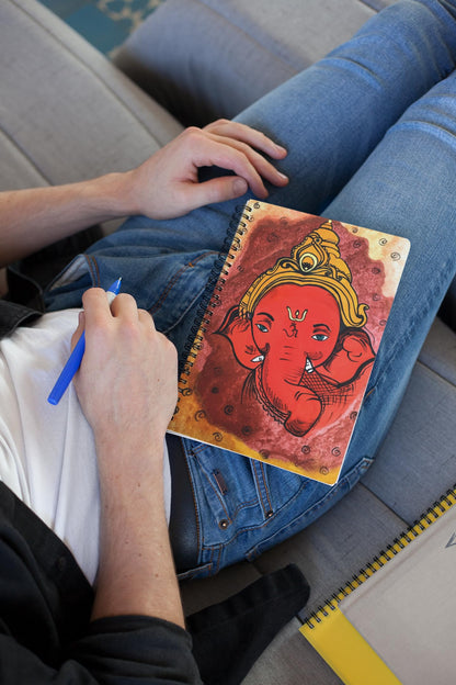 Art to Doors | Red Color Ganesha Art | Artist Surekha S.| Spiral Notebooks | A5 Size Paper | 120 Pages | 70 GSM Paper | Attractive Cover Designs