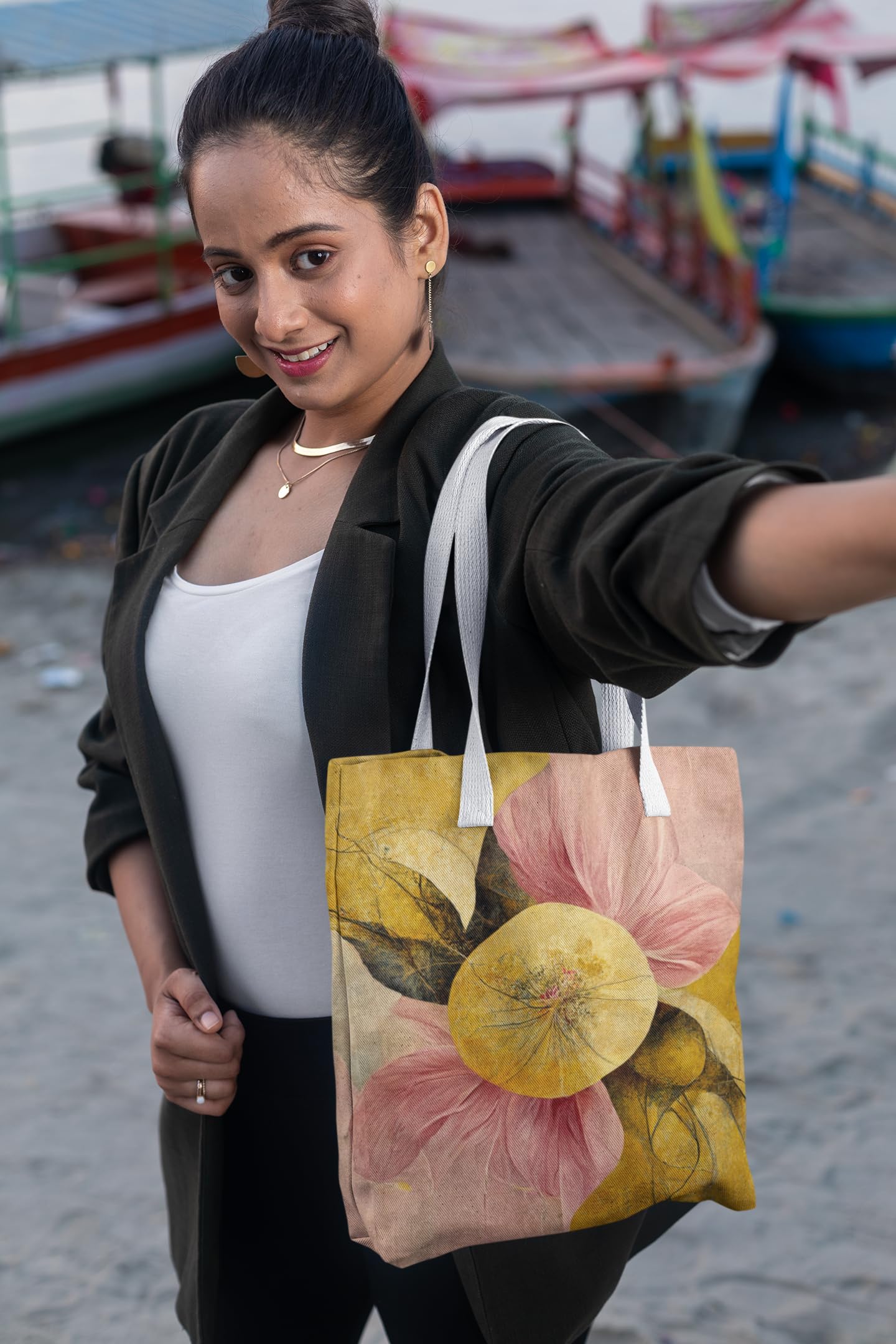 Art to Doors | Golden Bloom | Tote Bags | Shopping Bag For Grocery | Aesthetic Carry Bag | Tote Bag for Shopping, Travel, office & beach bags for women|