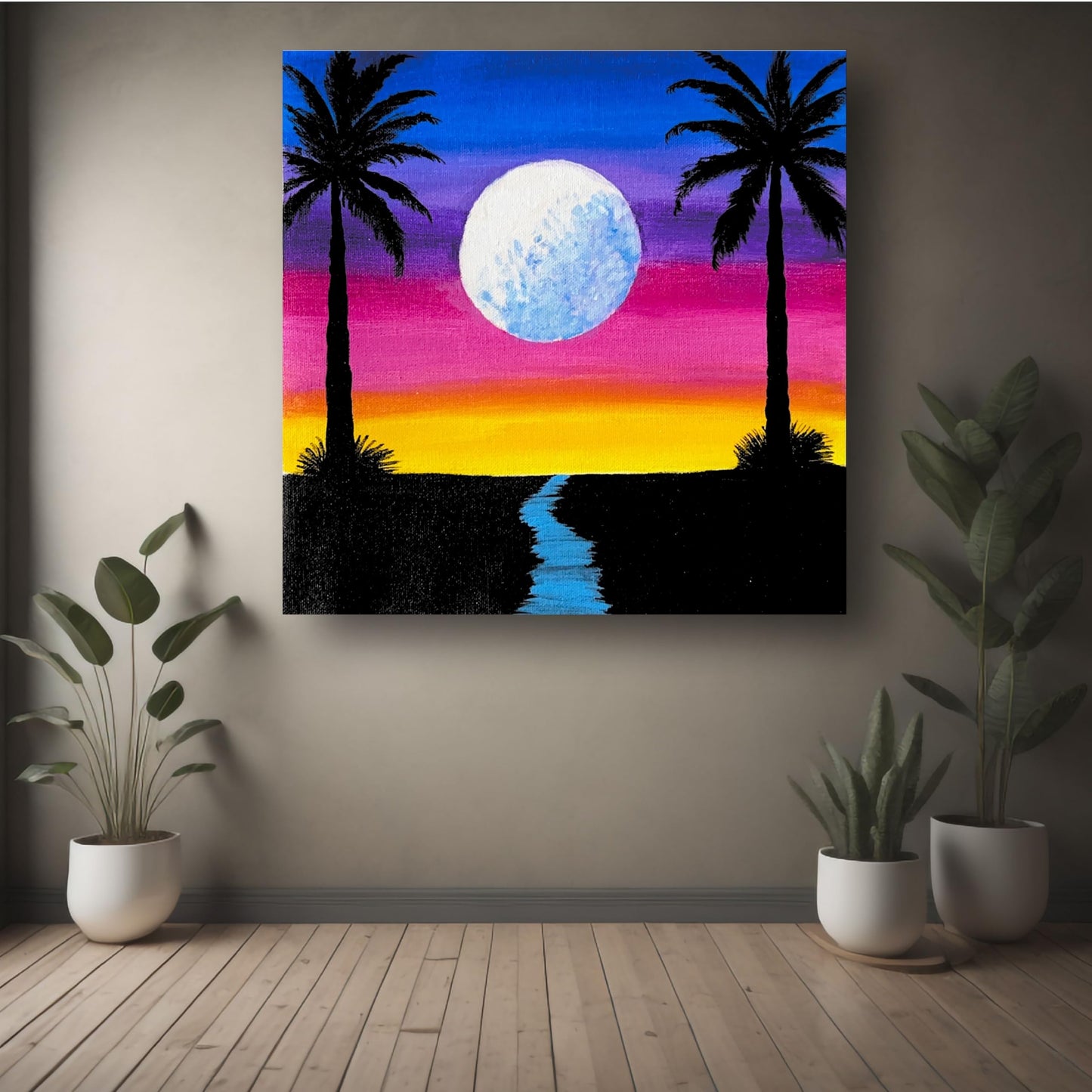 Art to Doors | Moonlight Symphony in the Sky | Artist Pooja Khaire | Square | Art Print | Home Decor | Wall Decor | Gifts for Women | Gifts for Men | Gift Items | Wall Art