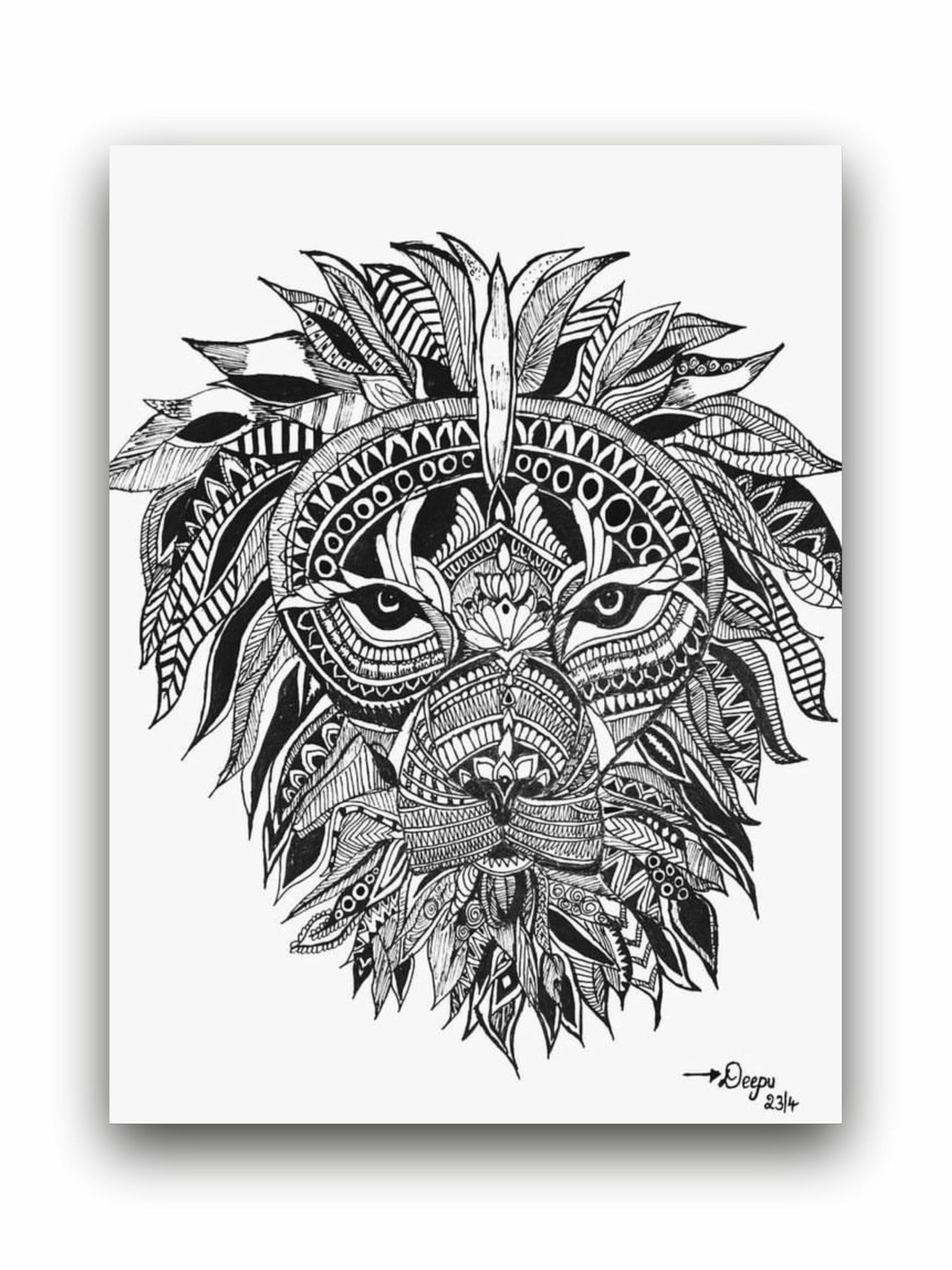 Art to Doors | Fight Like A Lion | Artist Manideepthi | Vertical | Art Print | Home Decor | Wall Decor | Gifts for Women | Gifts for Men | Gift Items | Wall Art