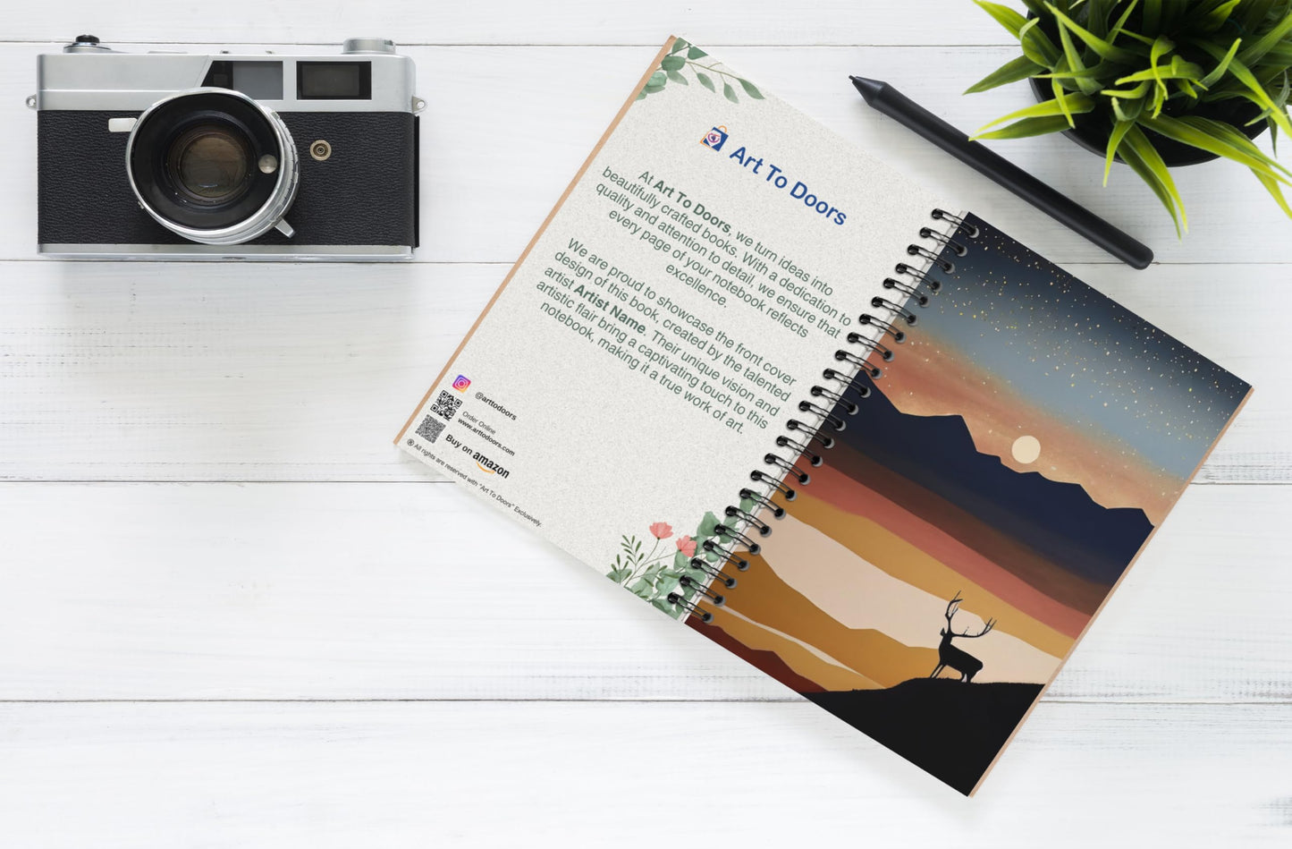 Art to Doors | Pine Forest Silhouette | Spiral Notebooks | A5 Size Paper | 120 Pages | 70 GSM Paper | Attractive Cover Designs