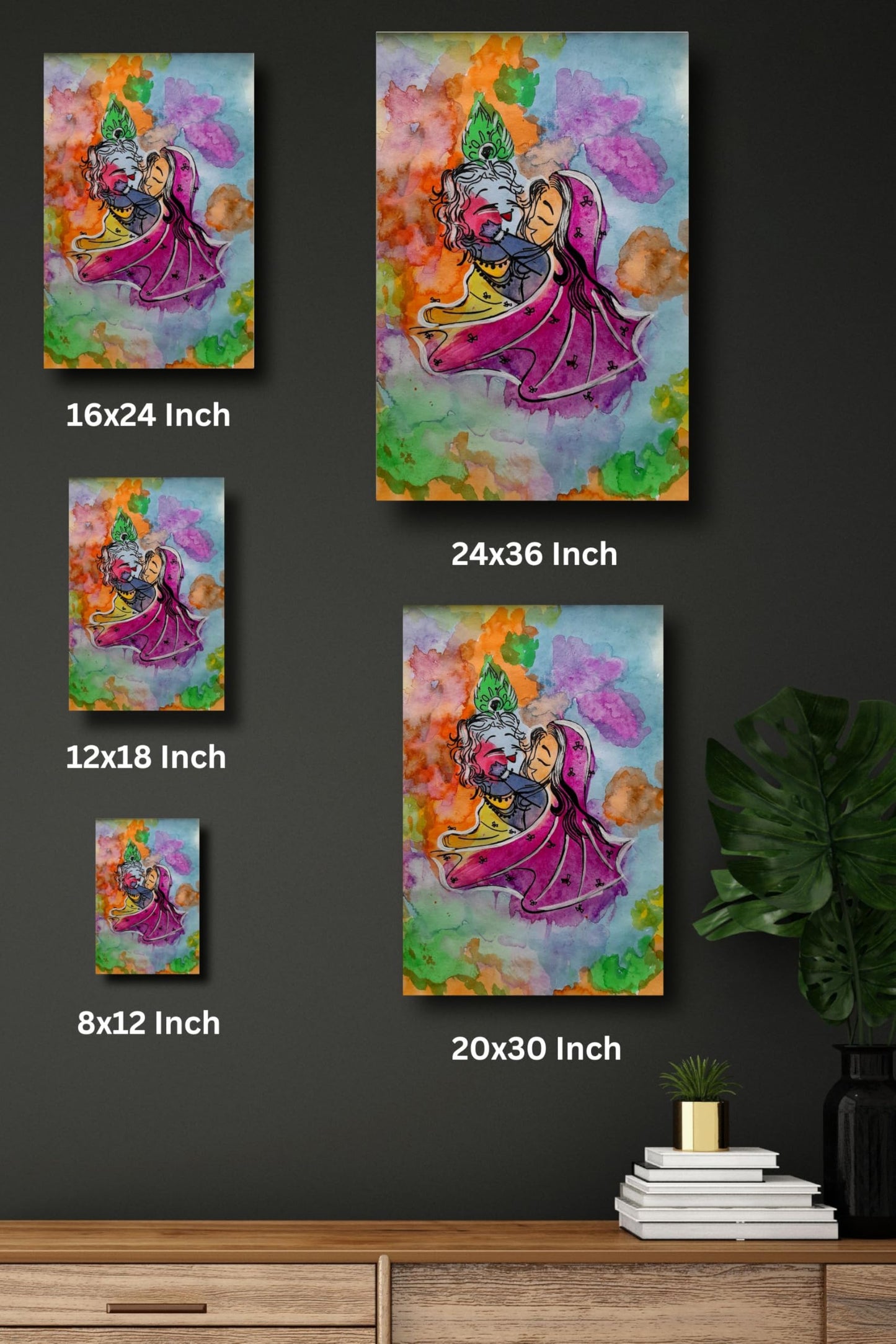 Art to Doors | Radha Krishna Painting | Artist Niketa Singh | Vertical | Art Print | Home Decor | Wall Decor | Gifts for Women | Gifts for Men | Gift Items