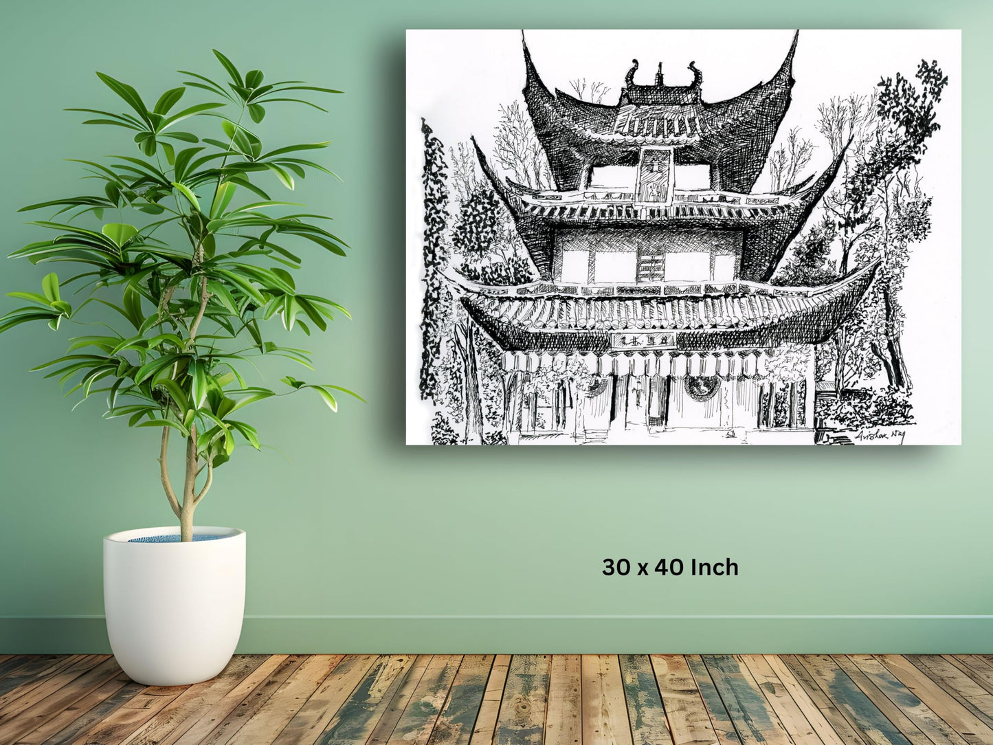 Art to Doors | Longhua Pagoda At Shanghai | Artist Avishek Nag | Horizontal | Art Print | Home Decor | Wall Decor | Gifts for Women | Gifts for Men | Gift Items | Wall Art