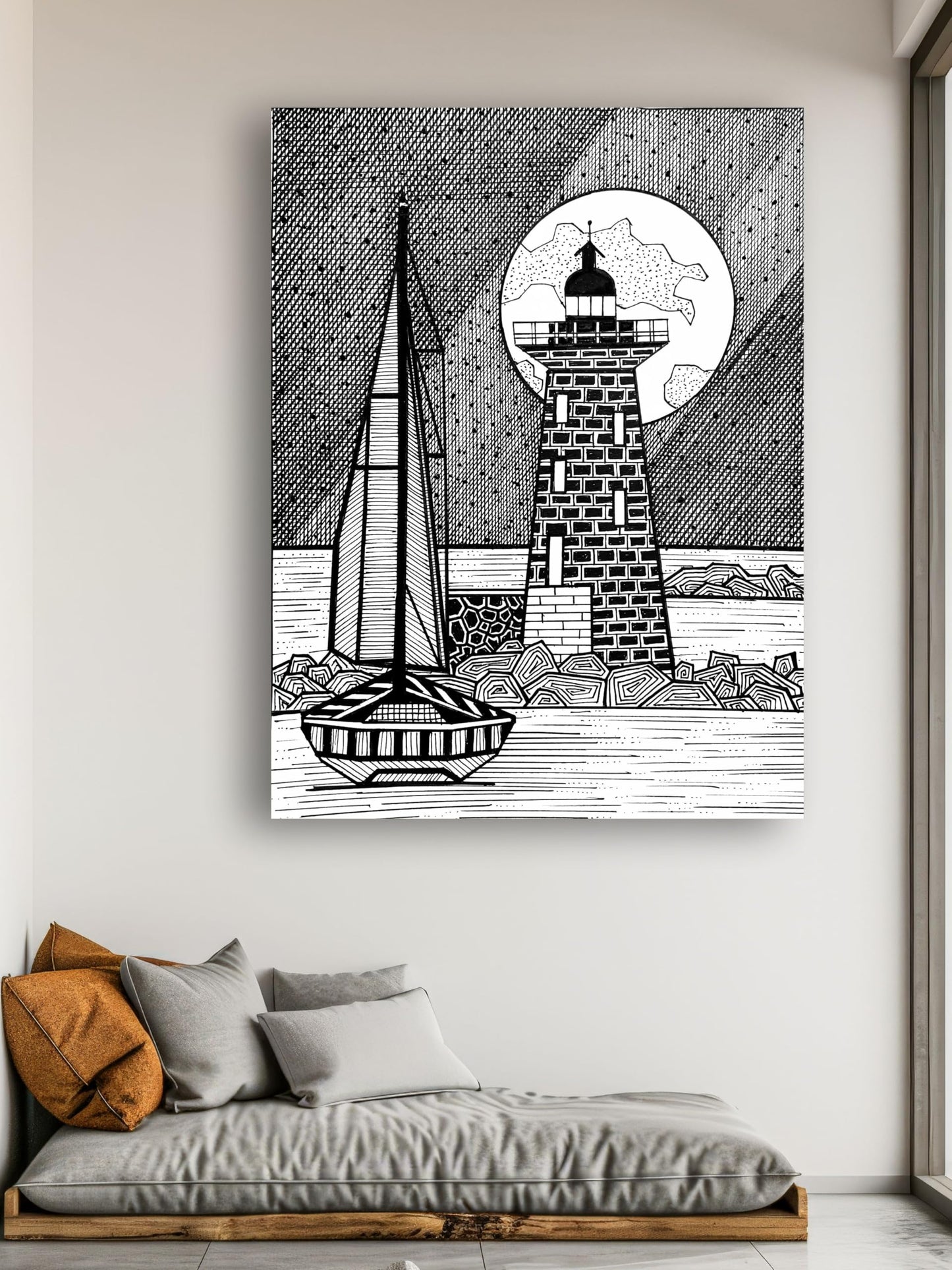 Art to Doors | Travel To Lighthouse | Artist Puja Kumari | Vertical | Art Print | Home Decor | Wall Decor | Gifts for Women | Gifts for Men | Gift Items | Wall Art