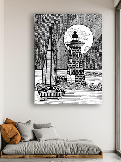 Art to Doors | Travel To Lighthouse | Artist Puja Kumari | Vertical | Art Print | Home Decor | Wall Decor | Gifts for Women | Gifts for Men | Gift Items | Wall Art