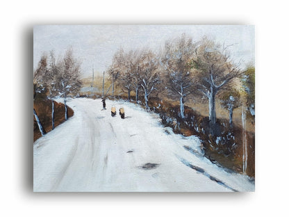 Art to Doors | Winter's Quiet Path | Artist Poonam Patil | Horizontal | Art Print | Home Decor | Wall Decor | Gifts | Canvas Print | Wall Art