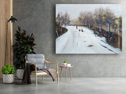 Art to Doors | Winter's Quiet Path | Artist Poonam Patil | Horizontal | Art Print | Home Decor | Wall Decor | Gifts | Canvas Print | Wall Art