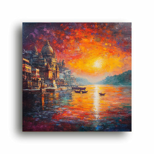 Art to Doors | Ganges Sunrise Art | Square | Art Print | Home Decor | Wall Decor | Gifts for Women | Gifts for Men | Gift Items | Wall Art