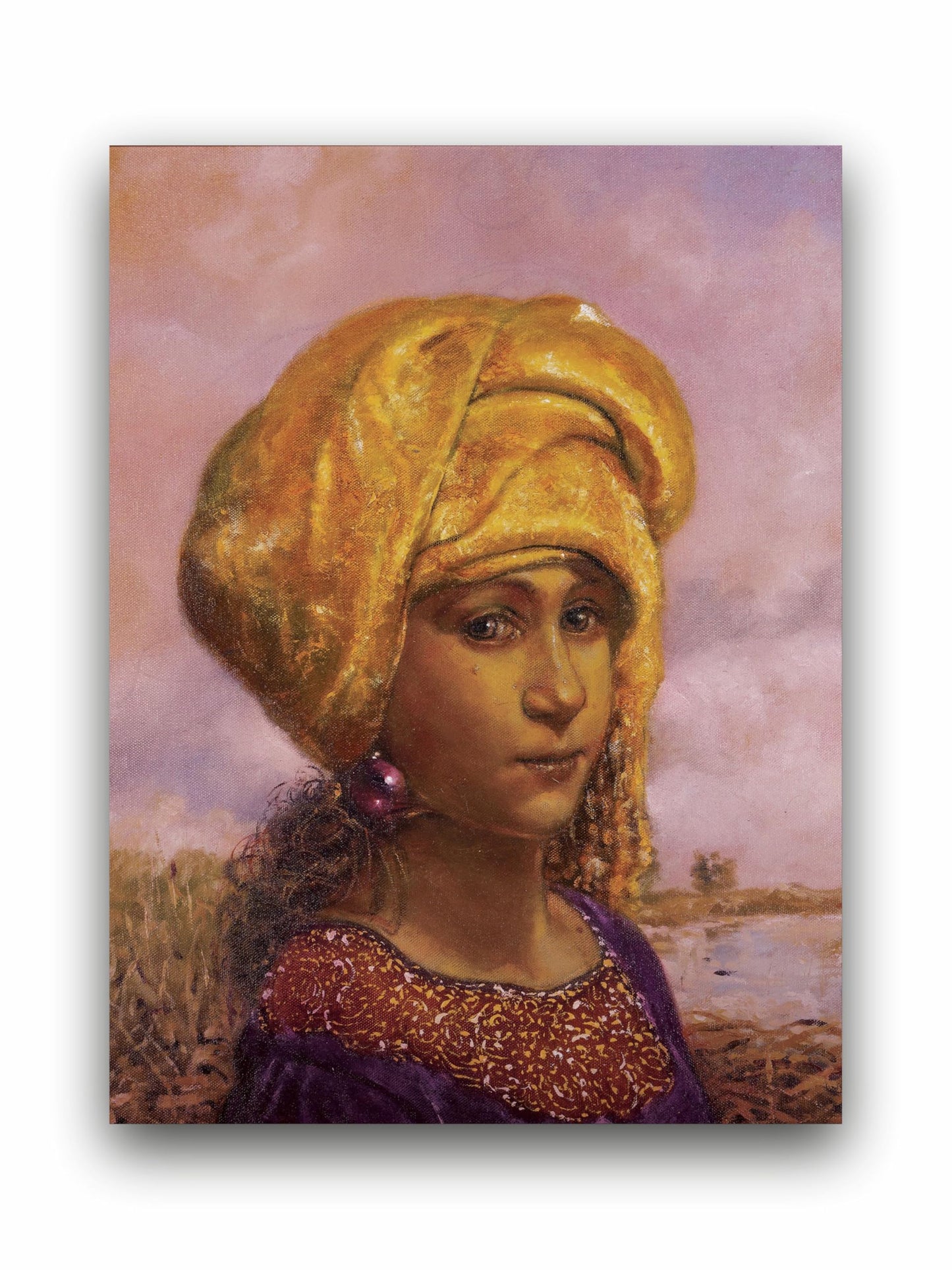 Art to Doors | Sweet Prava With Yellow Turban | Artist Arindam Gupta | Vertical | Art Print | Home Decor | Wall Decor | Gift Items | Wall Art