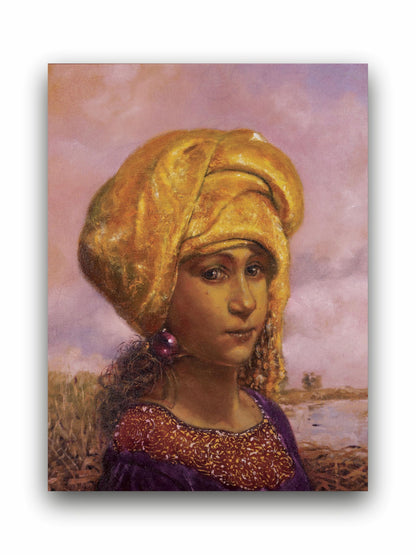 Art to Doors | Sweet Prava With Yellow Turban | Artist Arindam Gupta | Vertical | Art Print | Home Decor | Wall Decor | Gift Items | Wall Art