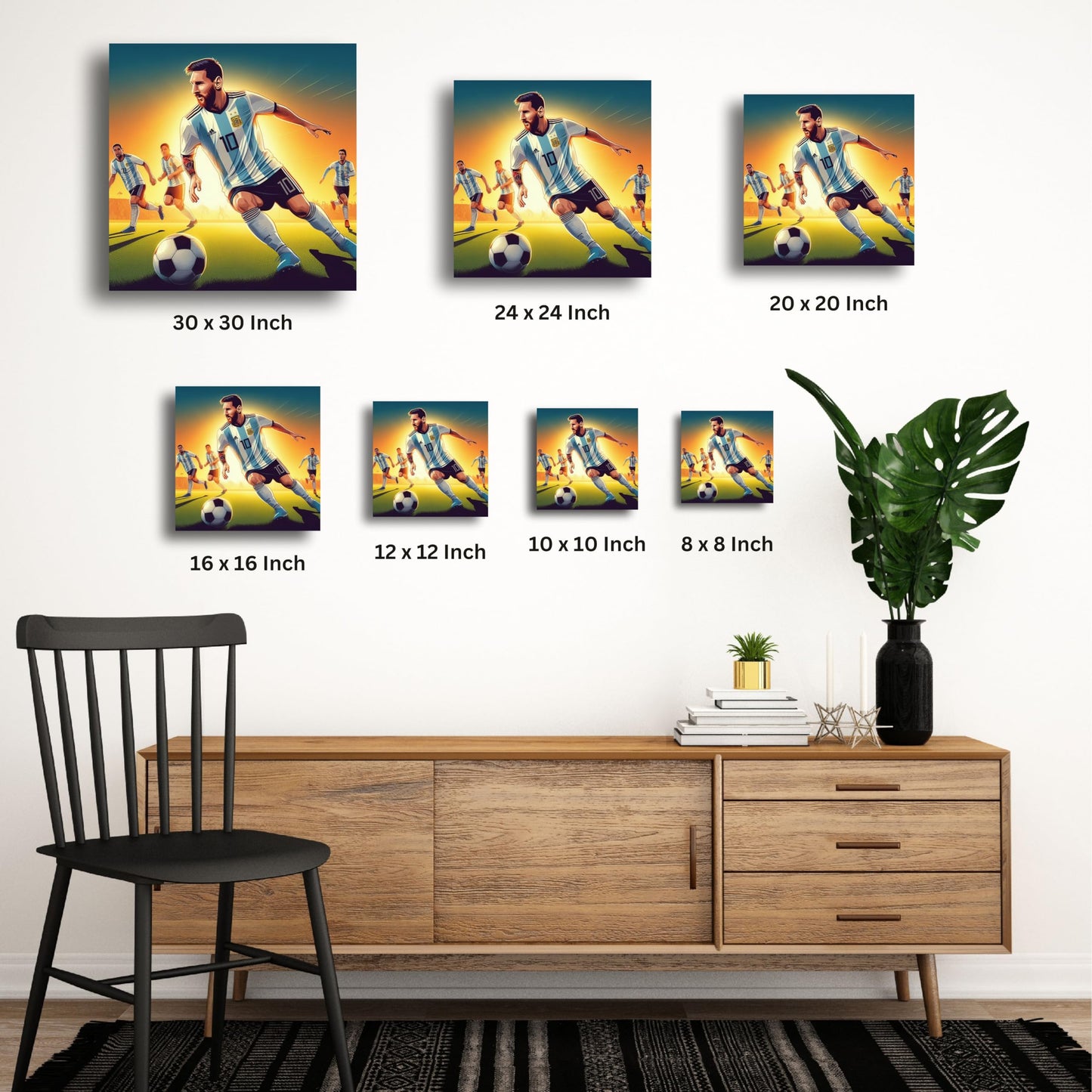 Legendary Messi: Capturing Greatness - Canvas Print of the Iconic Footballer's Illustration | Canvas Wrap Wooden Framed | Personalized Gift For Anniversary, Birthday, Wedding, Home Decor