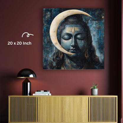 Art to Doors | Lord Shiv Moon Idol Art | Square | Art Print | Home Decor | Wall Decor | Gifts for Women | Gifts for Men | Gift Items | Wall Art