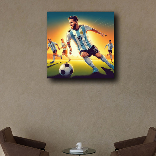 Legendary Messi: Capturing Greatness - Canvas Print of the Iconic Footballer's Illustration | Canvas Wrap Wooden Framed | Personalized Gift For Anniversary, Birthday, Wedding, Home Decor