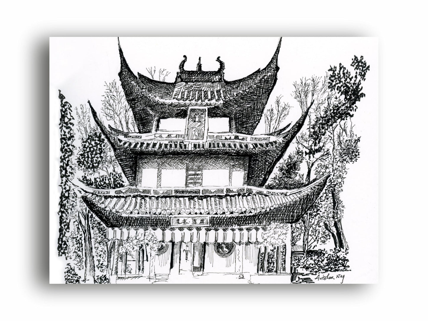 Art to Doors | Longhua Pagoda At Shanghai | Artist Avishek Nag | Horizontal | Art Print | Home Decor | Wall Decor | Gifts for Women | Gifts for Men | Gift Items | Wall Art