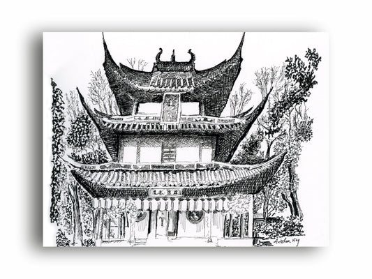 Art to Doors | Longhua Pagoda At Shanghai | Artist Avishek Nag | Horizontal | Art Print | Home Decor | Wall Decor | Gifts for Women | Gifts for Men | Gift Items | Wall Art