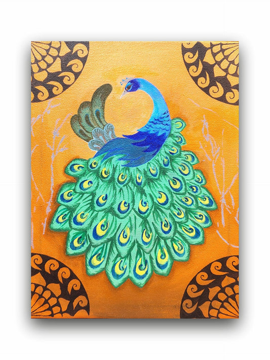 Art to Doors | Peacock's Poise | Artist Rachel Joseph | Vertical | Art Print | Home Decor | Wall Decor | Gift Items | Wall Art